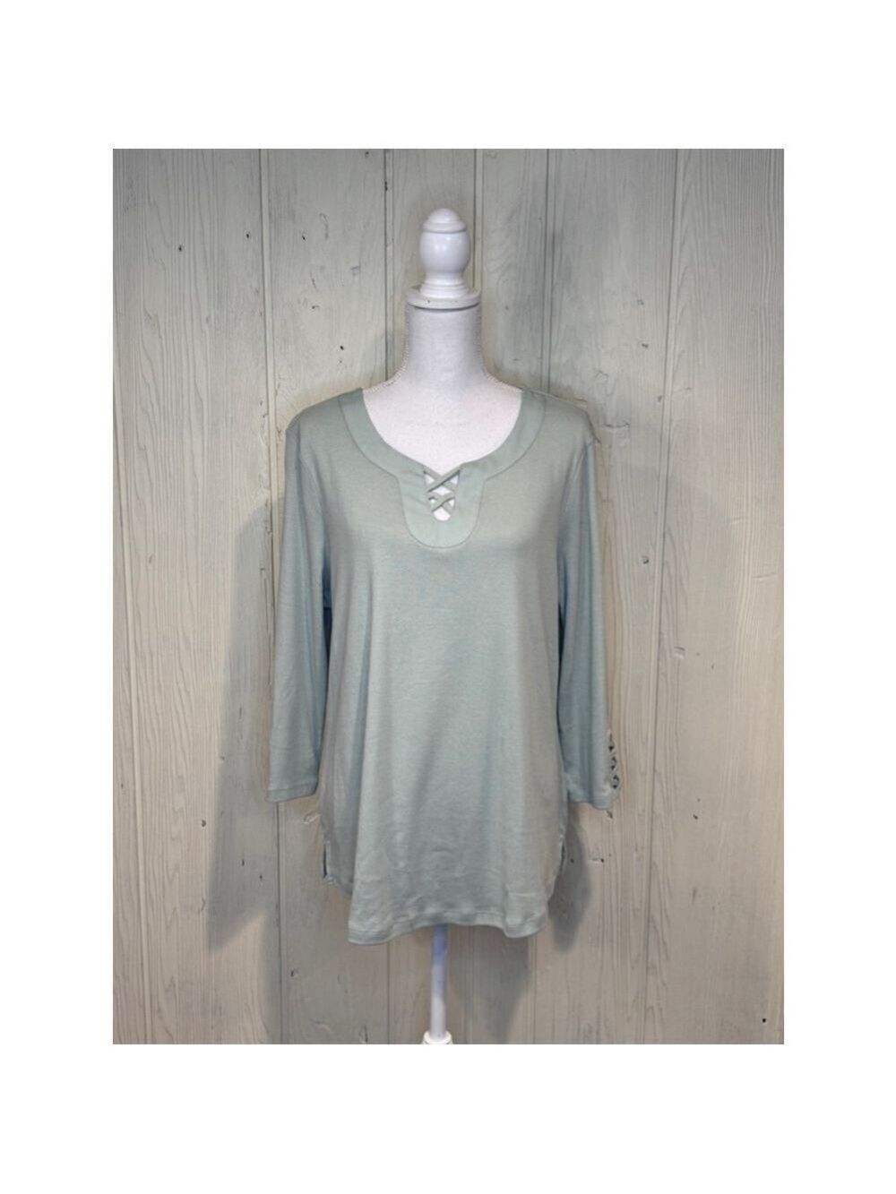 Karen Scott Light Green Long Sleeve Top Extra Large